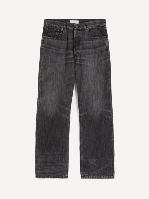 JEANERICA Vega Wide Straight-Leg Jeans in Black Righe