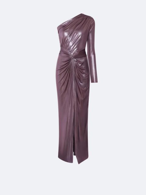 LAPOINTE Coated Jersey One Shoulder Draped Maxi Dress