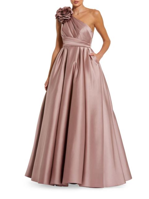 MAC DUGGAL Women's One-Shoulder Satin Ballgown - Rose