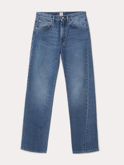 Twisted seam denim washed blue