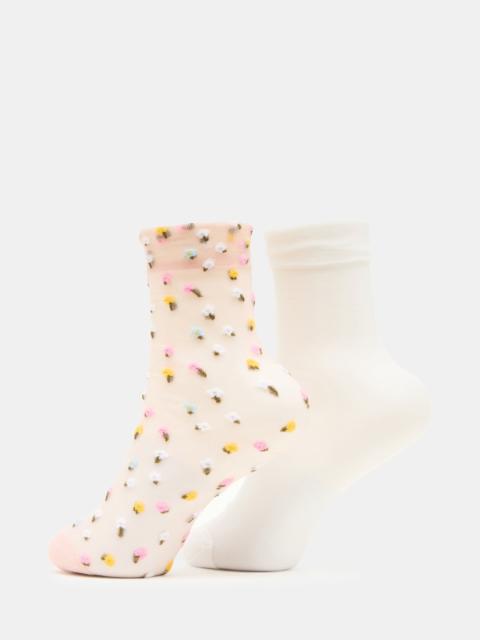 STEVE MADDEN 2 WILDFLOWER PACK TULLE SOCKS BLUSH
