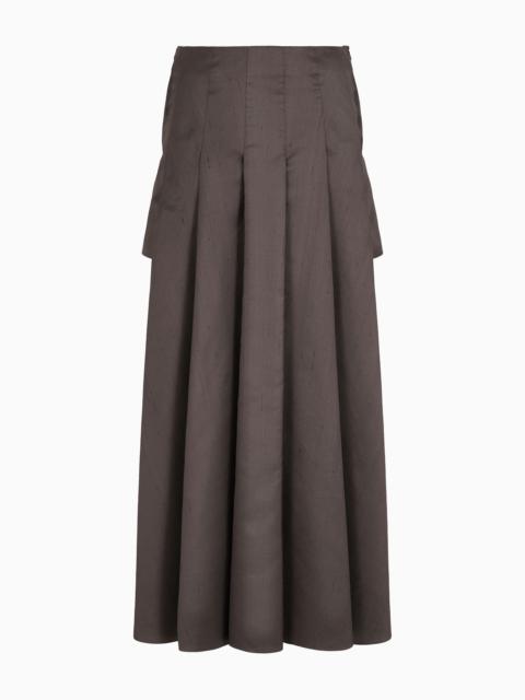 GIORGIO ARMANI Long skirt in silk shantung with wide slits