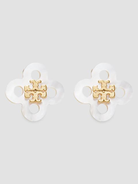 TORY BURCH Women's Forget Me Not 18K-Gold-Plated & Mother-Of-Pearl Clover Stud Earrings - Tory Gold Ivory