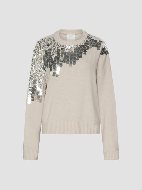 MARELLA Women's Sequinned Pure Wool Jumper - Turtle Dove