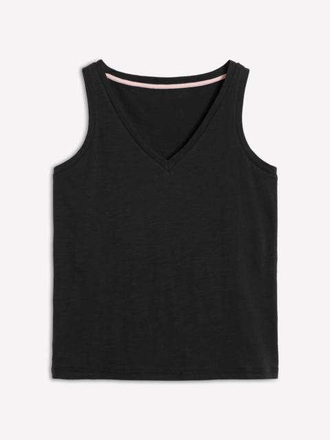 BODEN Regular V-Neck Slub Tank-Black