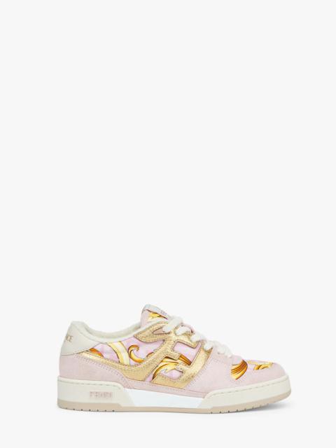 FENDI Fendace Printed pink satin  low-tops