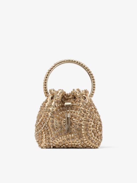 JIMMY CHOO Bon Bon
Gold Metallic Nappa Handbag with Crystal Embroidery