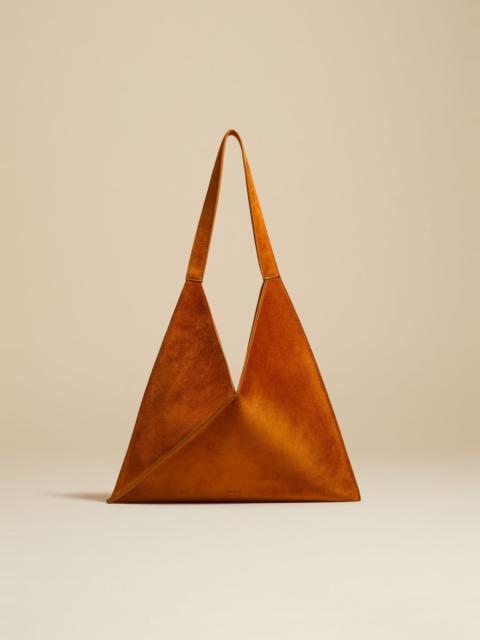 KHAITE The Small Sara Tote in Caramel Suede