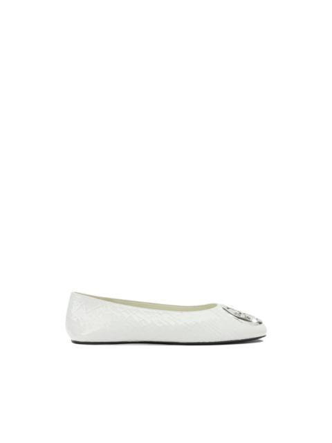 TORY BURCH logo-plaque embossed-leather ballet flats