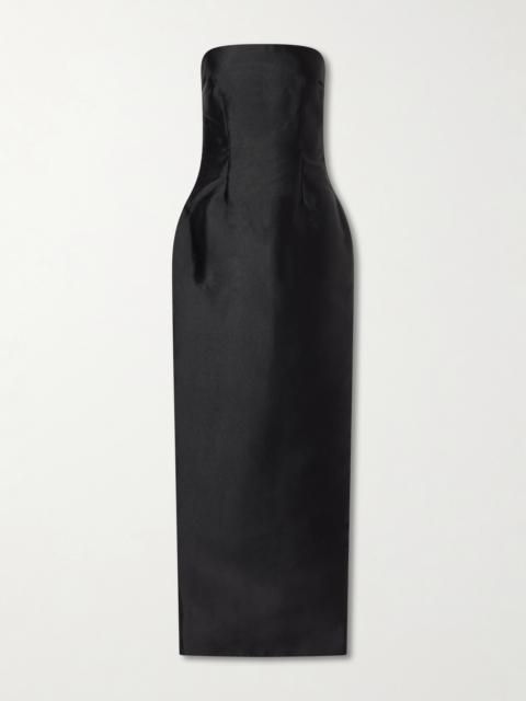 SOLACE LONDON Ingrid Pleated Satin-twill Gown
