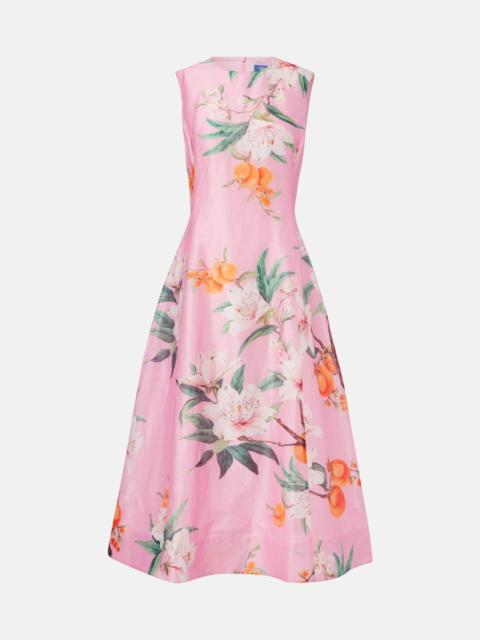 LEO LIN Cleo floral linen-blend midi dress