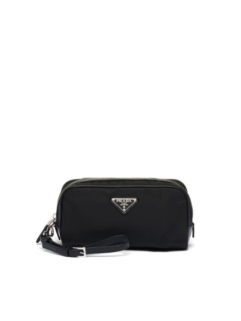 Prada logo-plaque zipped wash bag