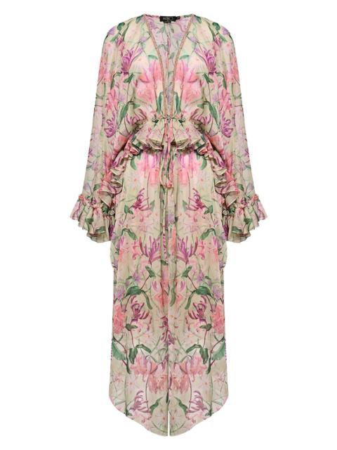 PatBO Women's Honey Flower Long Robe - Green