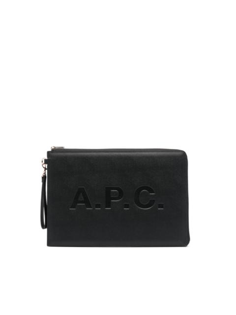 A.P.C. logo-print clutch bag