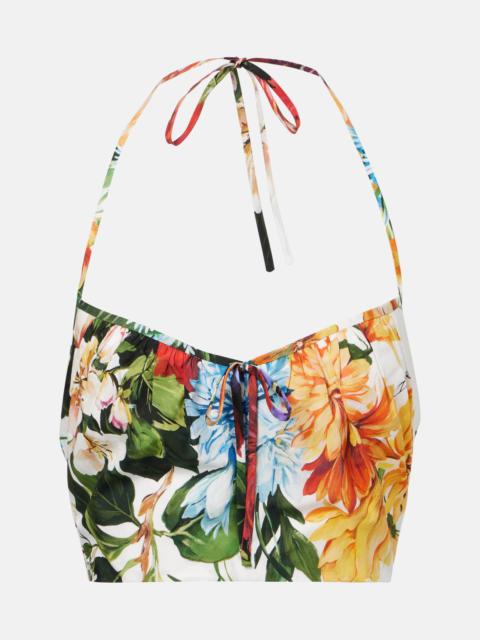 Dolce & Gabbana Floral cotton poplin crop top