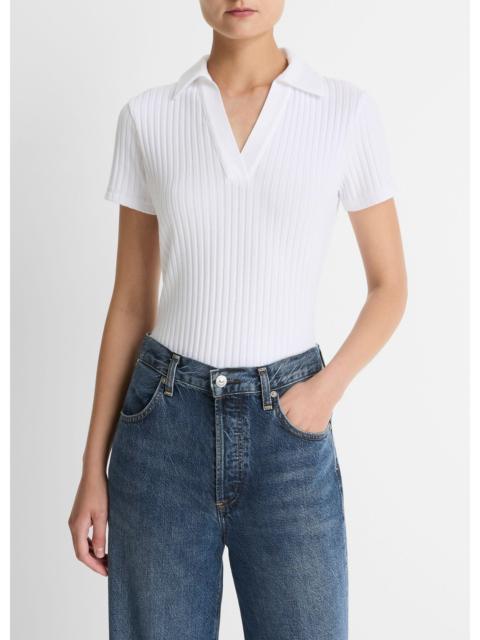 Vince Ribbed Cotton-Blend Polo Shirt