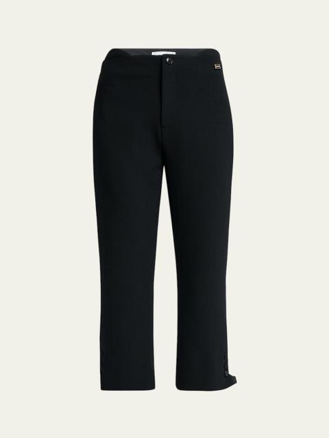 Victoria Beckham Buttoned Cuff Cropped Wool Trousers