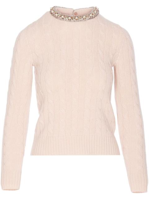 Valentino cable-knit crew neck jumper