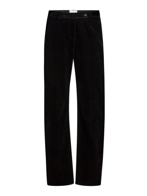KHAITE Hunter Velvet Wide-Leg Pants black