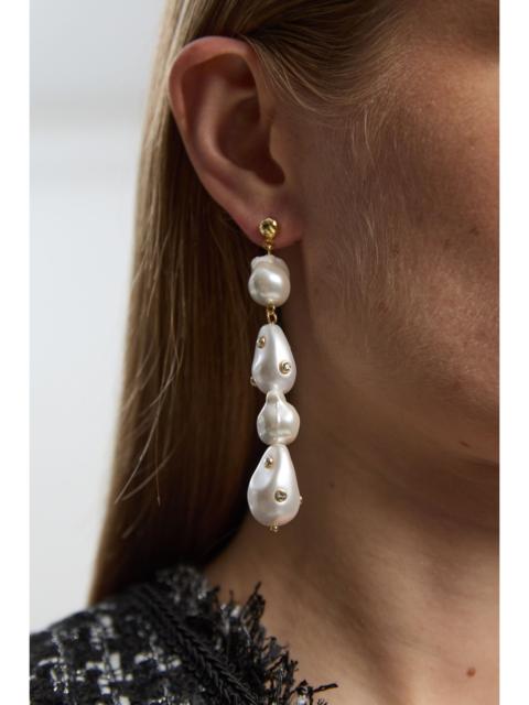 KAREN MILLEN Pearl Diamante Drop Earrings