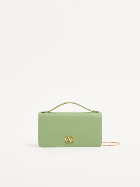 Valentino VLOGO SIGNATURE GRAINY CALFSKIN WALLET WITH CHAIN