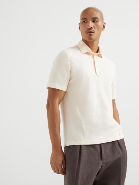 Brunello Cucinelli Cotton and linen piqué polo with shirt-style collar