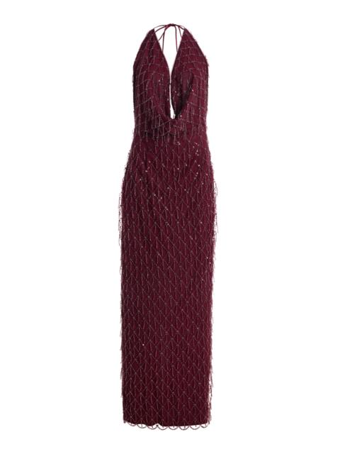 ROTATE Halterneck Sequined Maxi Dress