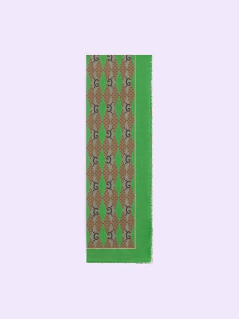GUCCI GG rhombus wool silk scarf