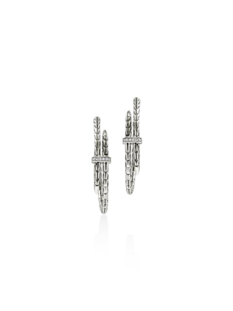 JOHN HARDY Spear Hoop Earring, Sterling Silver, Diamonds, 40MM
