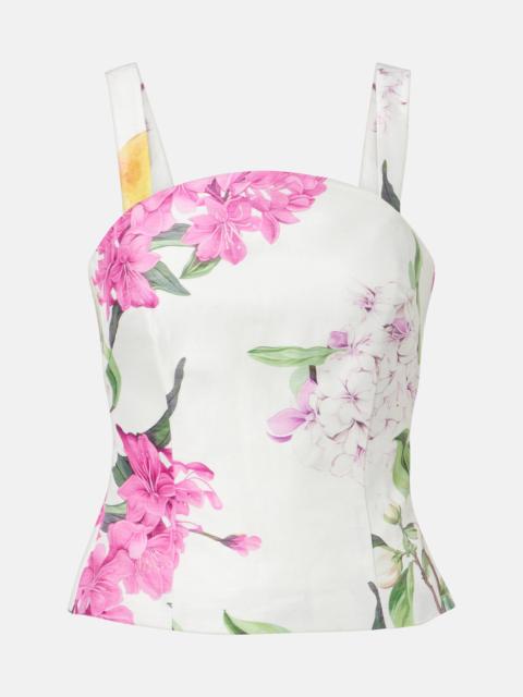 LEO LIN Isadora printed linem-blend top