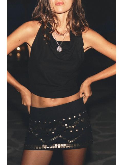 FREE PEOPLE Cupro Cowl Neck Halter Top