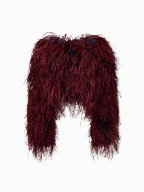 GIORGIO ARMANI SILK AND MOHAIR WOOL JACKET WITH FEATHER DETAILS