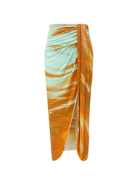SIMKHAI Gwena marble high-waisted skirt