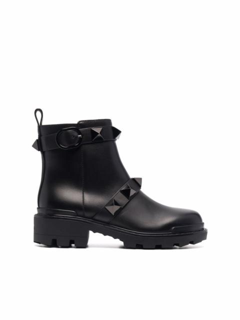 VALENTINO GARAVANI- Roman Stud Leather Boots- Man- 40 - Black
