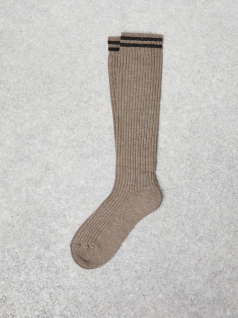 Brunello Cucinelli Sparkling cashmere rib knit socks