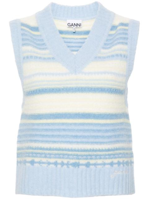 GANNI stripped sleeveless knitted top