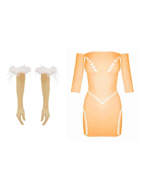 POSTER GIRL LEXI DRESS X GWENEVERE GLOVES PAPAYA
