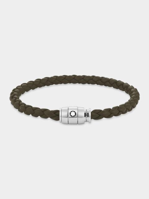 Montblanc Leather &amp; Stainless Steel Bracelet