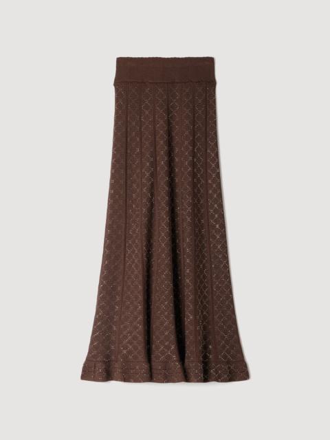 Sandro LONG RHINESTONE KNIT SKIRT