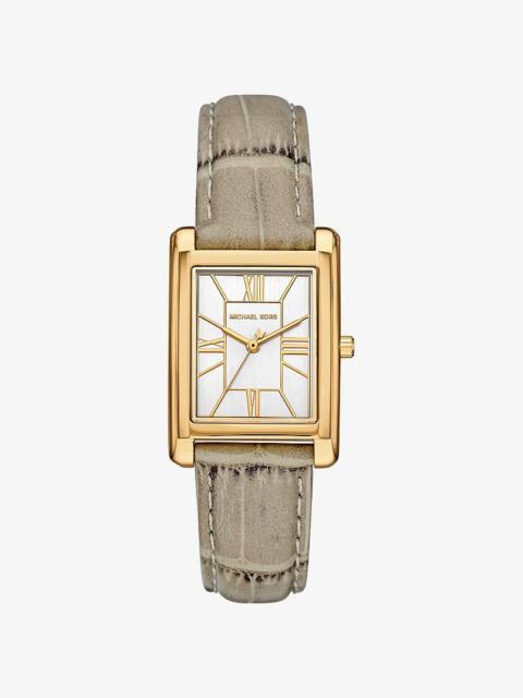 MICHAEL KORS Essex Gold-Tone and Crocodile Embossed Leather Watch