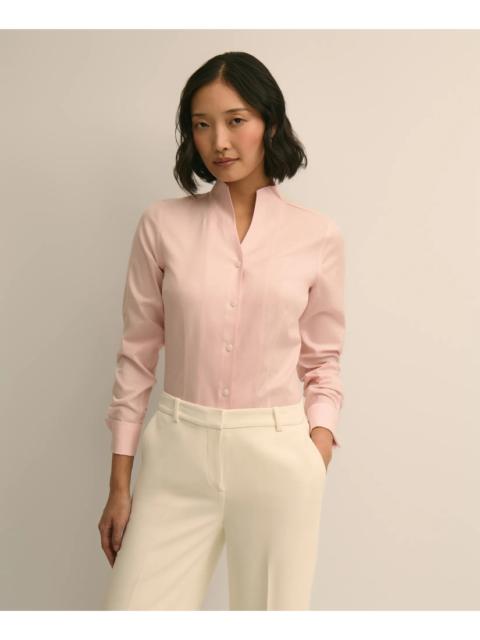Brooks Brothers Fitted Funnel Neck Shirt in Non-Iron Royal Oxford Cotton
