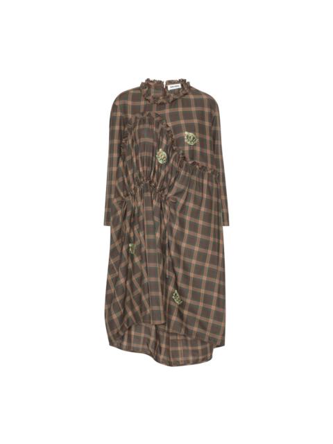 HENRIK VIBSKOV BON CHALANT DRESS LS - BROWN COTTON CHECKS