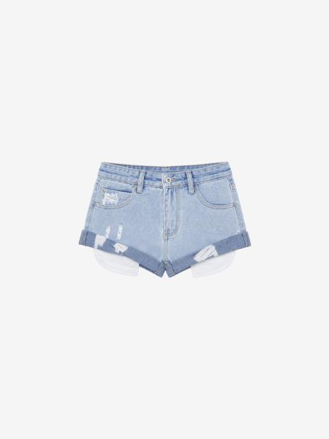 The Frankie Shop Oleron Distressed Denim Mini Shorts - Light Wash