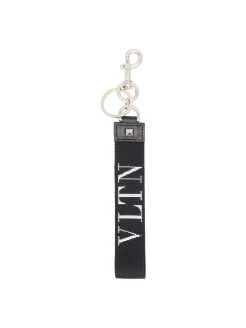 Valentino Black Jacquard Keychain
