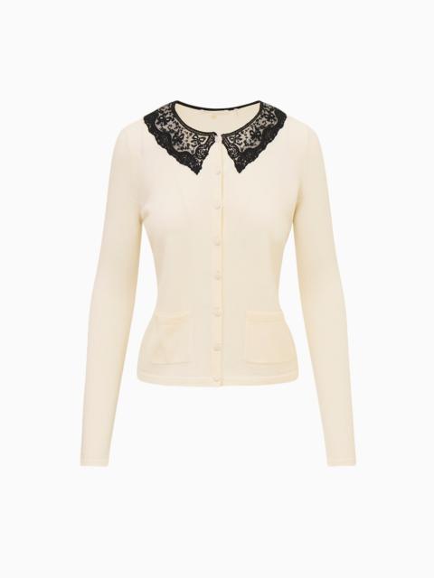 LoveShackFancy Lolani Wool Lace Collar Cardigan