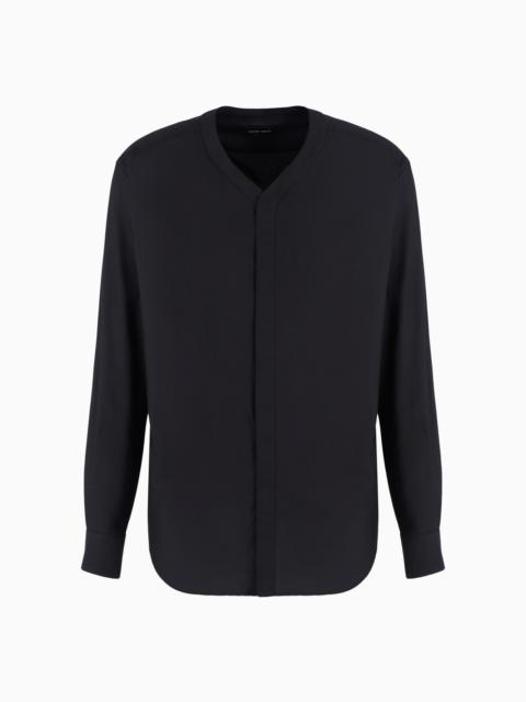 GIORGIO ARMANI ASV V-neck shirt in cotton and silk