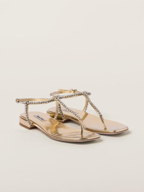 Metallic leather thong sandals