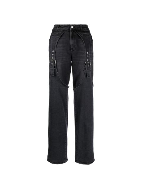 Blumarine logo-patch cotton wide-leg jeans