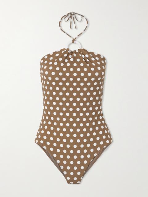 MARYSIA Avalon Polka-dot Halterneck Swimsuit