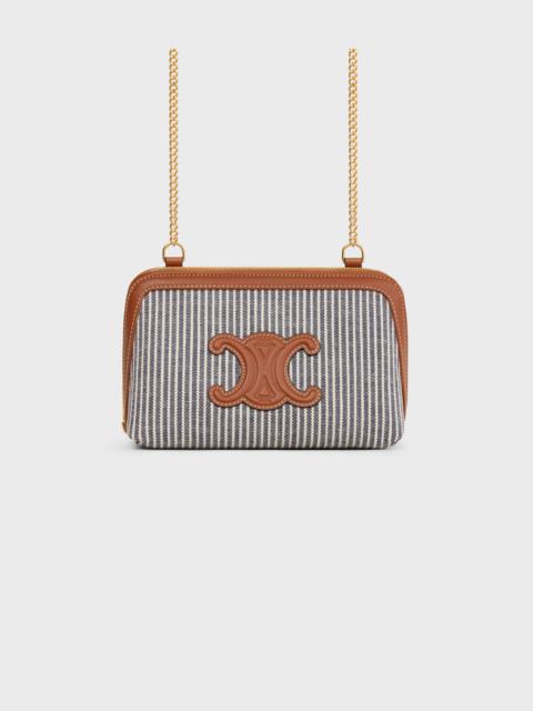 Clutch on Chain Cuir triomphe in STRIPED TEXTILE AND CALFSKIN
